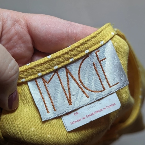 Vintage  Image Button Down Yellow White Polkadot Top Size 24 - Picture 7 of 9